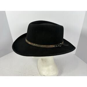 Golden Gate Hat Co. Cowboy Hat Black 100%wool Pheasant Feathers Panther USA XL